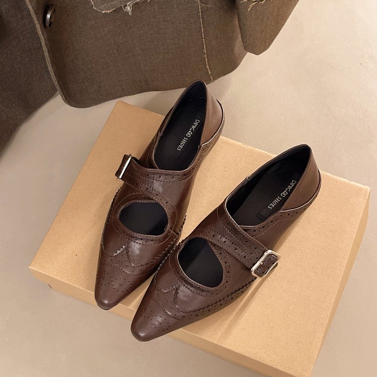 New Korean Style Fashion Square Toe Mules, Low Block Heel Niche Women's Closed Toe Slip On Shoes product image