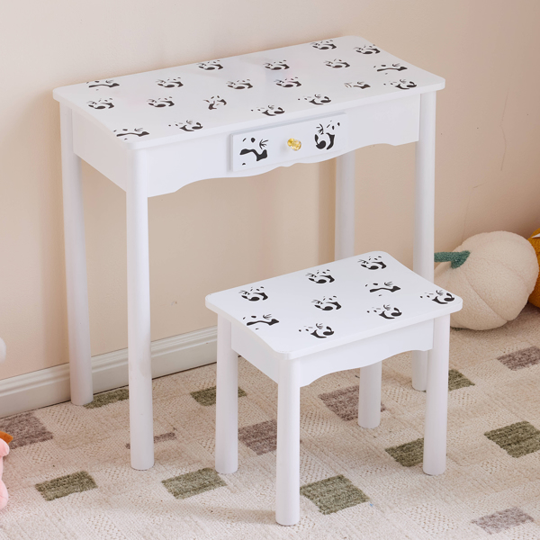 Black And White Panda MDF Painted Finish, Solid Wood Legs, 1-drawer Children's... 13