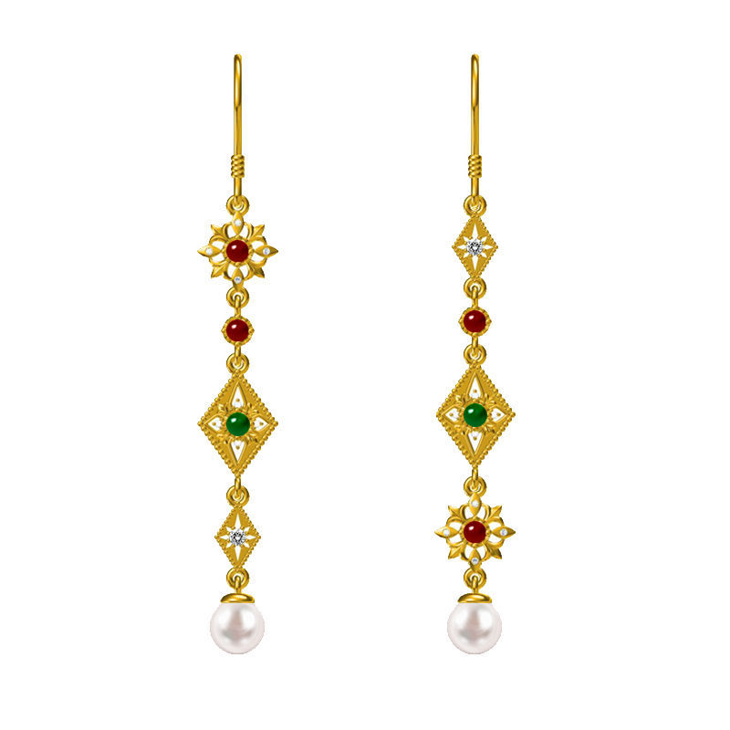 Boucles d'oreilles en argent s925 avec zircon — style rétro français 3