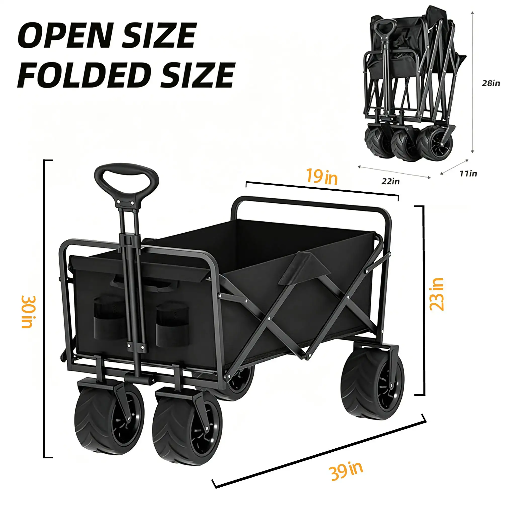 Foldable Multifunctional Camp Trailer Large Capacity Outdoor