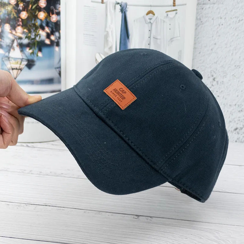 Men's And Women's Fashionable And Simple Cotton Soft Top Baseball Hat - Navy Blue