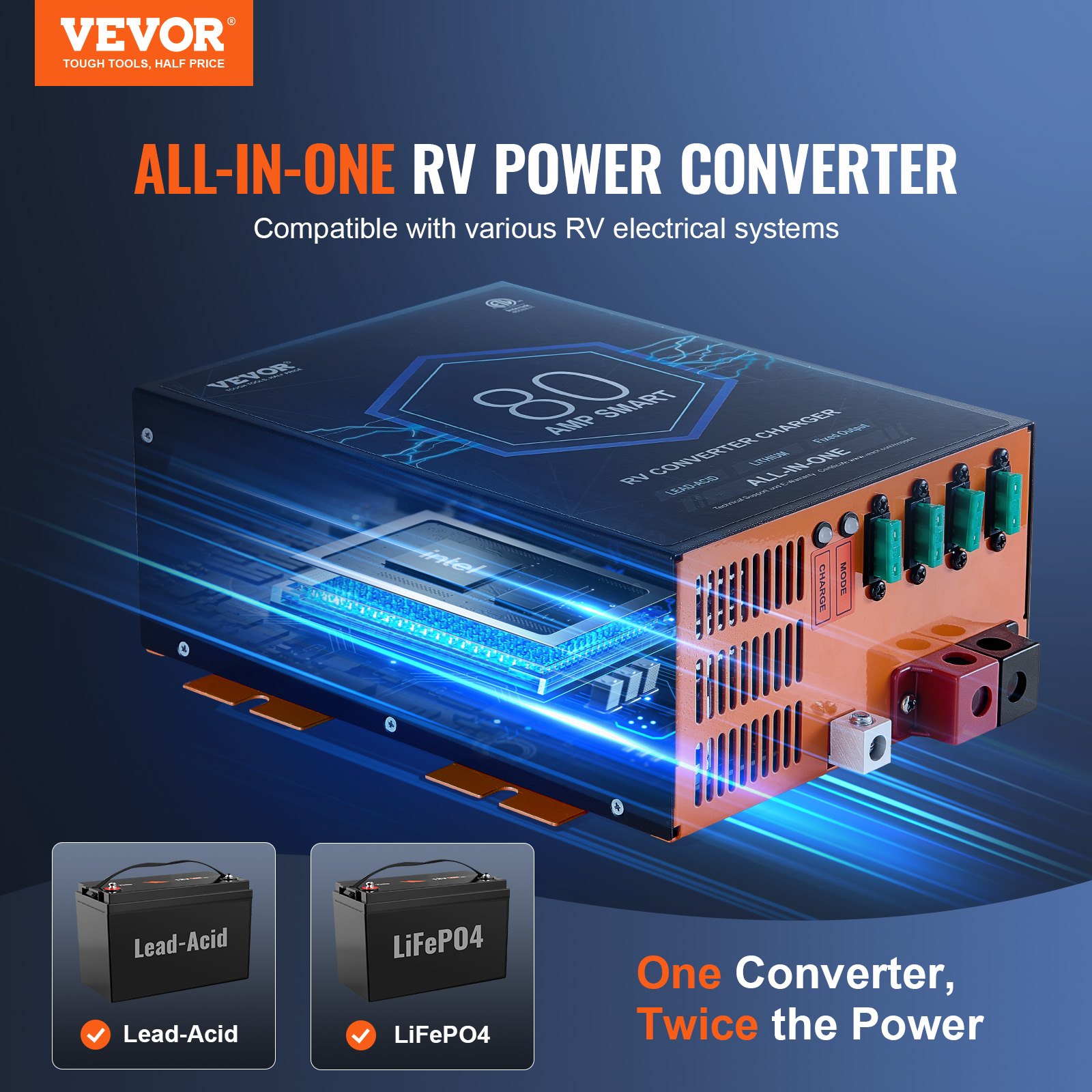 RV Converter 80 Amp 110V AC To 12V DC RV Power Converter Battery Charger image 4