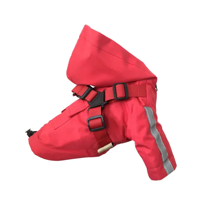 PU Pet Reflective Raincoat Integrated With Chest And Back Red - Shop at LoveMi