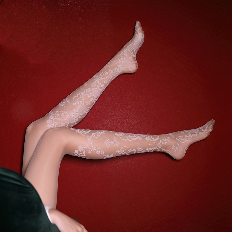 Title 4, Elegant Hollow Floral Jacquard Thin Stockings P...