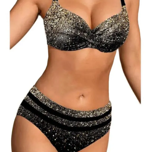 Sexy Bikini Solid Color Split Female Lace up High Waist Swimsuit Black - Shop at LoveMi
