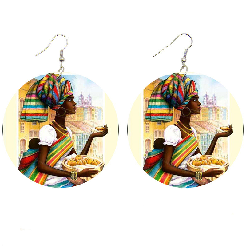 Title 4, African Vintage Wood Earrings Female Handmade U...