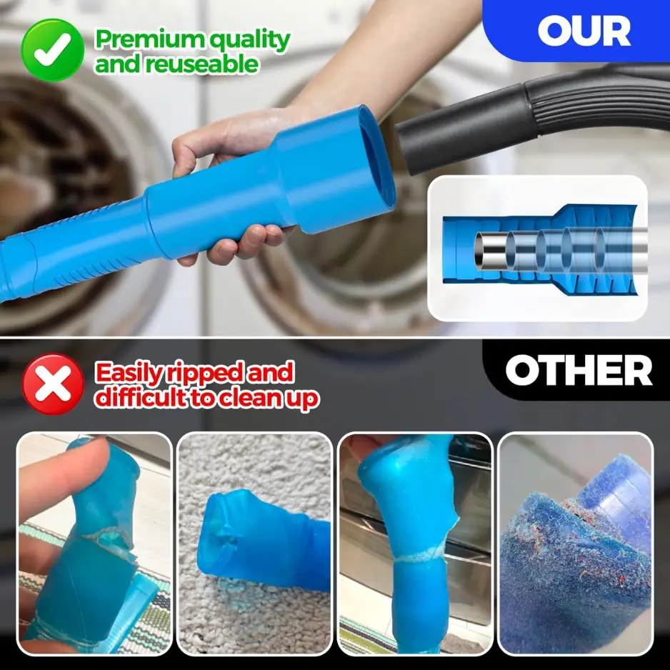 Blue Dryer Vent Cleaner Vacuum Attachment Kit 31.5 Flexible Hose  Lint Remover Tool For Fire Prevention & Fast Drying