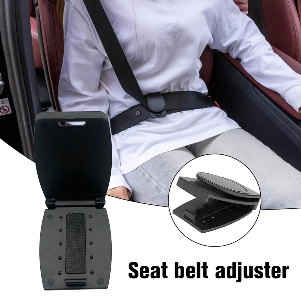 Car Seat Belt Adjuster Clamp Shoulder Neck Locking Clip Protector Durable Portable Comfortable Driving Black 2Pcs Pack