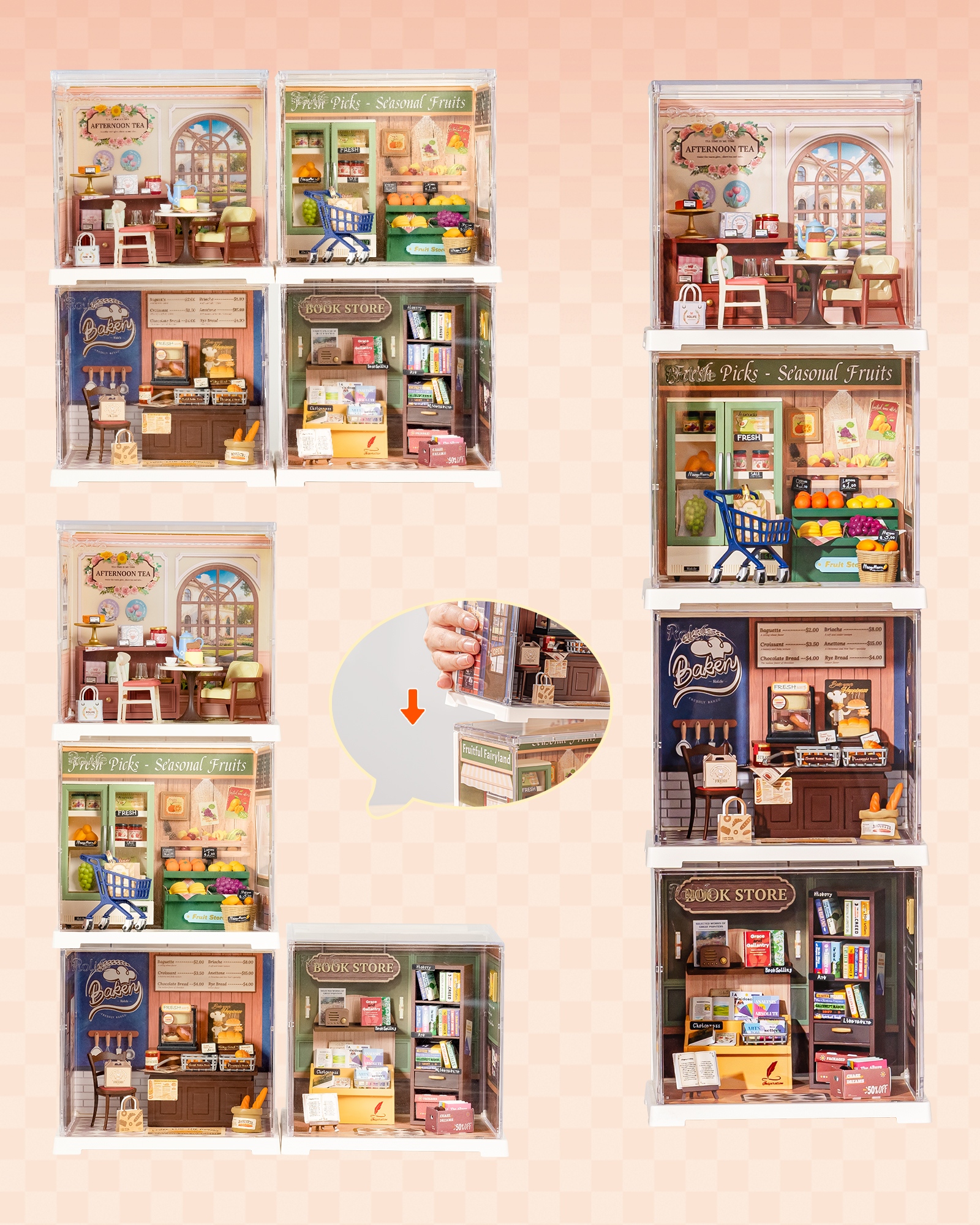 Rolife Super Creative DIY Plastic Mini House Set - 3D Puzzle With Dust Cover, Compatible With Mini Figures, Multiple Themes Available, Home Decor, Teen And Adult Gift