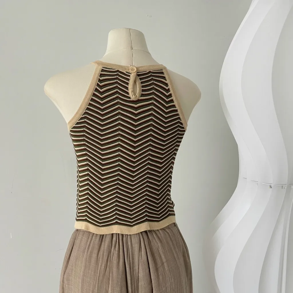 Women's American-style Sweet And Spicy Striped Knitted Camisole