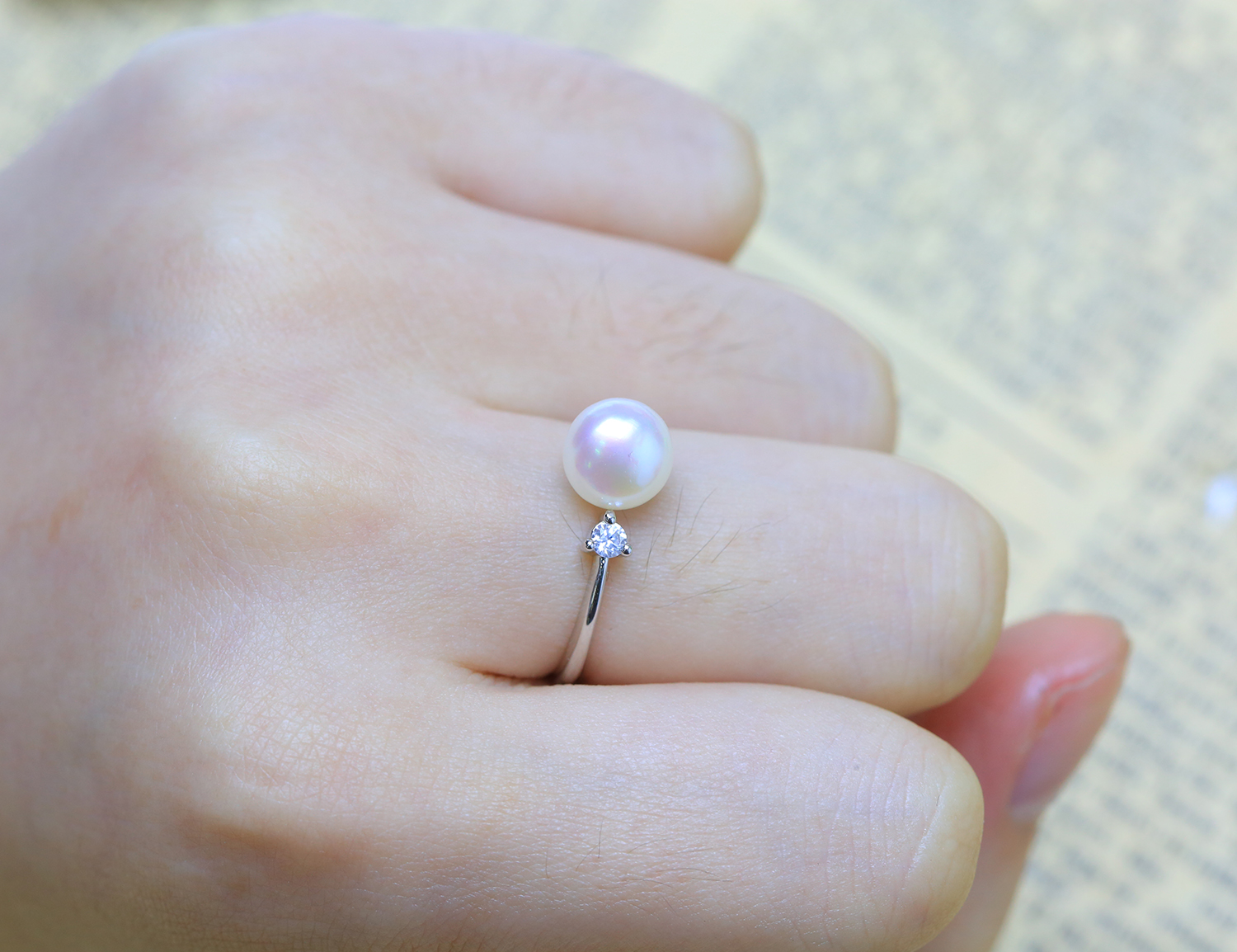 Opening Adjustable Personalized Pearl Ring