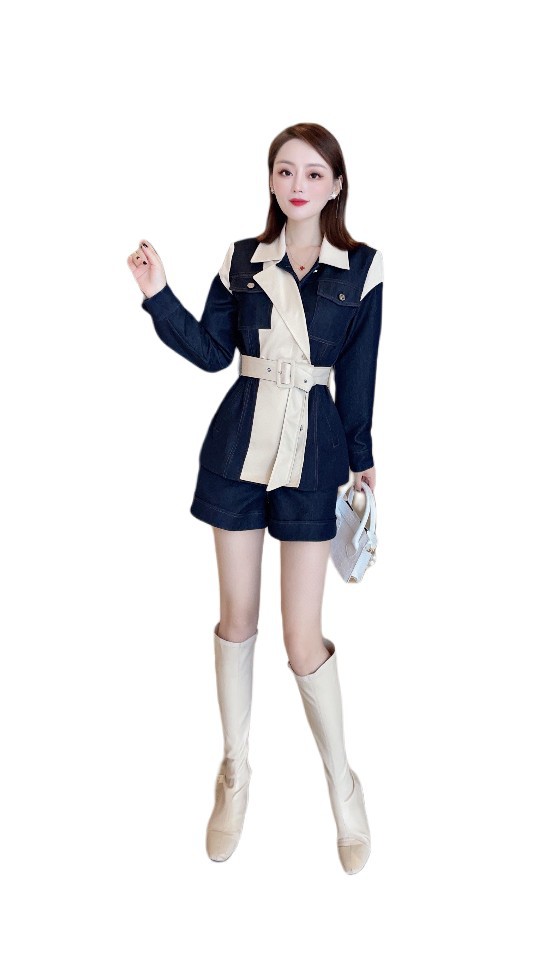 Fashion Color Matching Shorts Suit