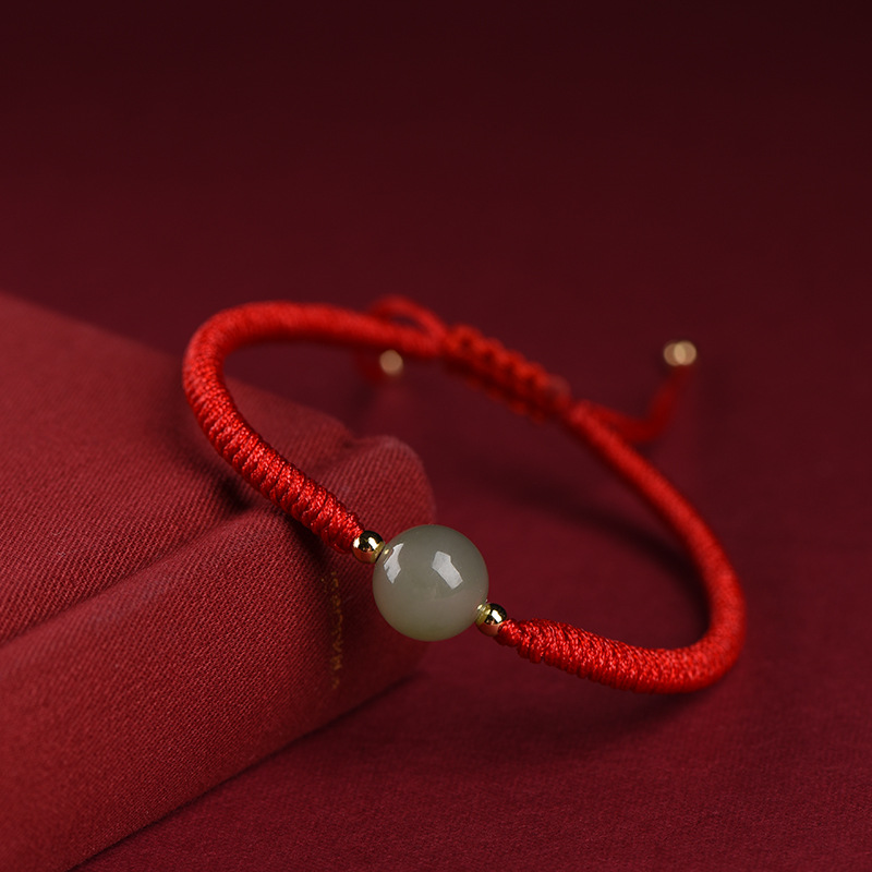 Women's Hetian Jade Transfer Beads Red String Bracelet