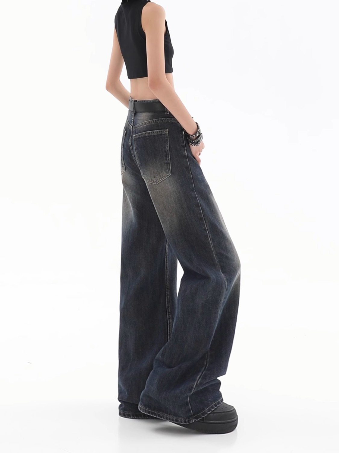 Title 9, Damen Loose Hänge Jeans Vintage Destroyed Strai...