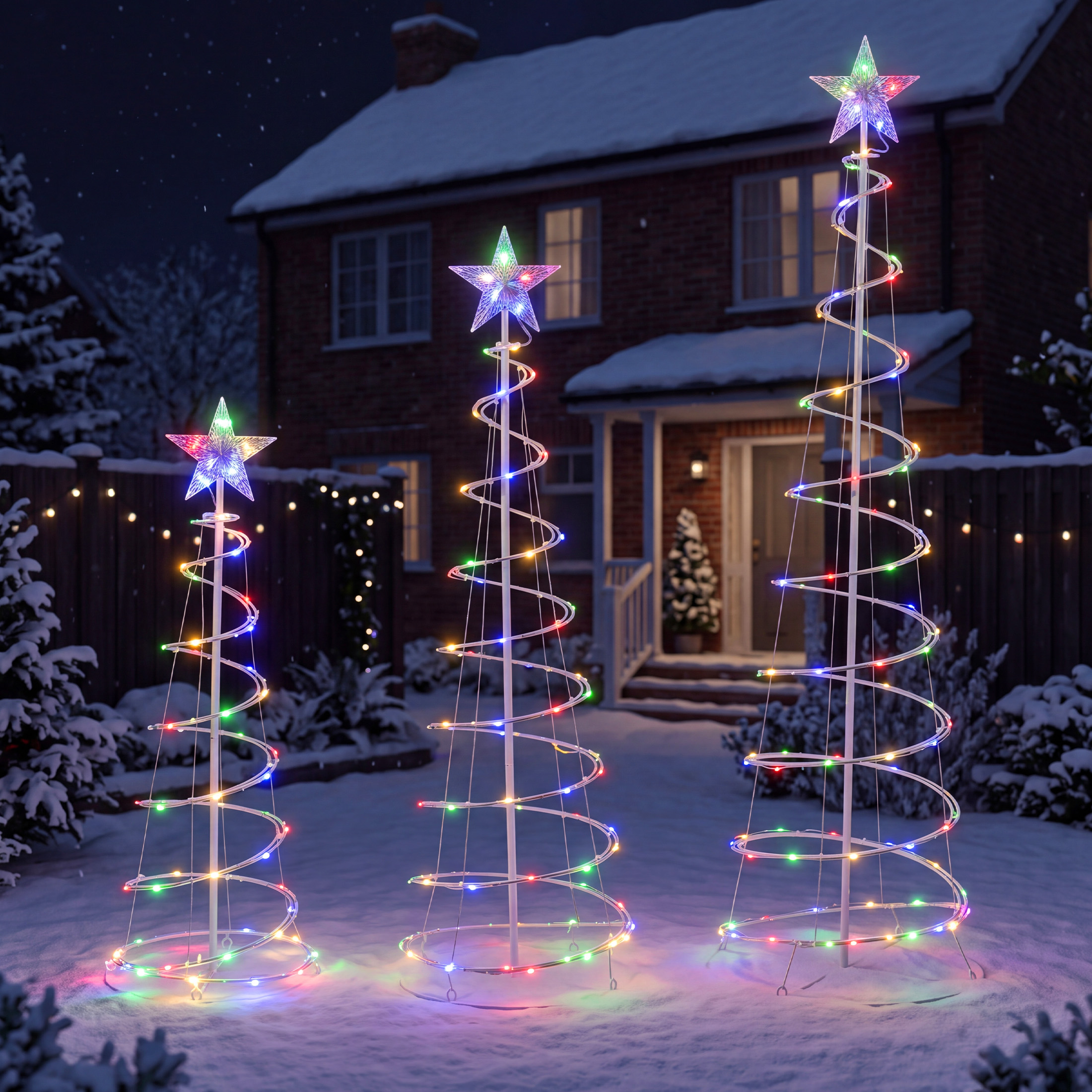 3-piece Spiral Christmas Tree, 3-4-5 Feet LED Garden Decoration Lights image 2