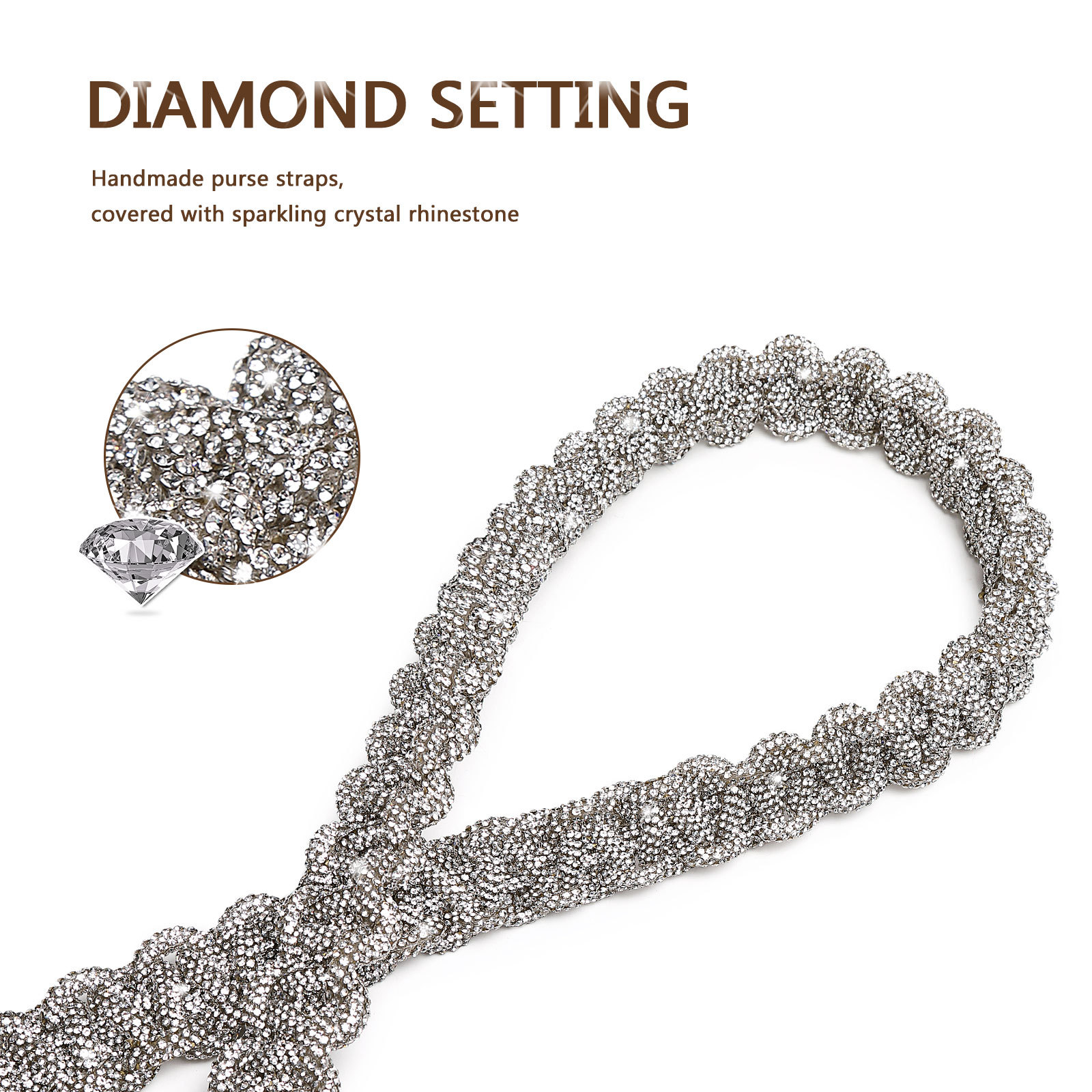 Luggage Accessories With Crystal Diamond Shoulder Strap - Image 8