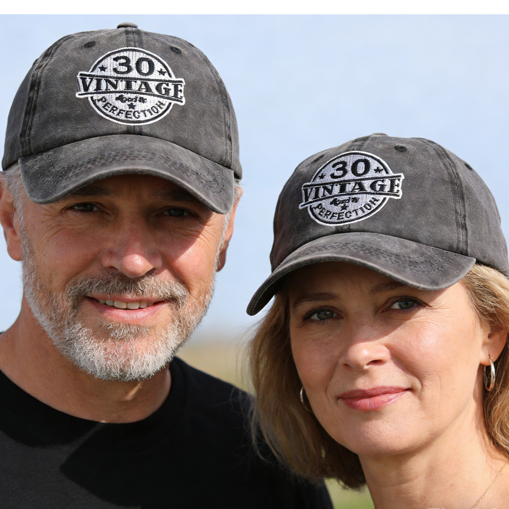 2pcs Vintage 30 Aged To Perfection Hat For Men Women, Adjustable Embroidered Wash Cotton Baseball Cap