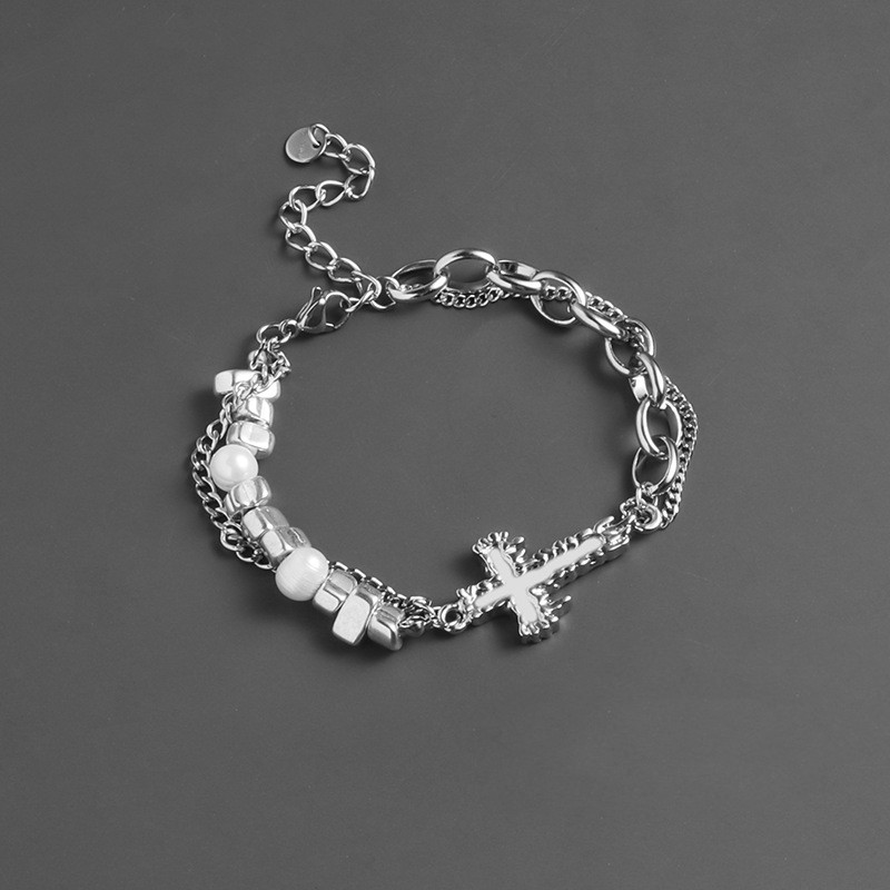 INS Men's Titanium Steel Bracelet Cross Style