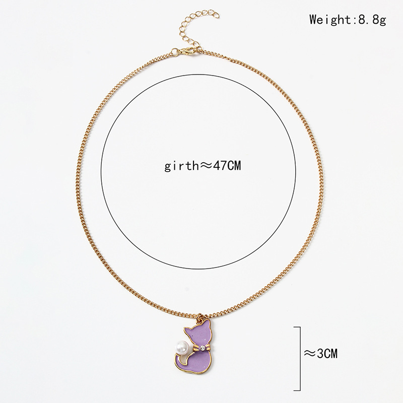 Cartoon Cat Pendant Alloy Necklace Women