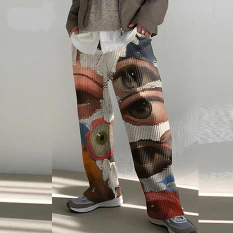 Long Trousers Loose Mid-waist Printing Casual Pants Men's