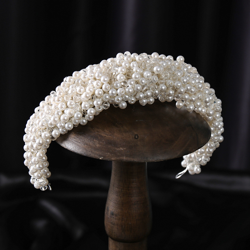 Pearl Hairband Tiara Hand Braided Twist Beads
