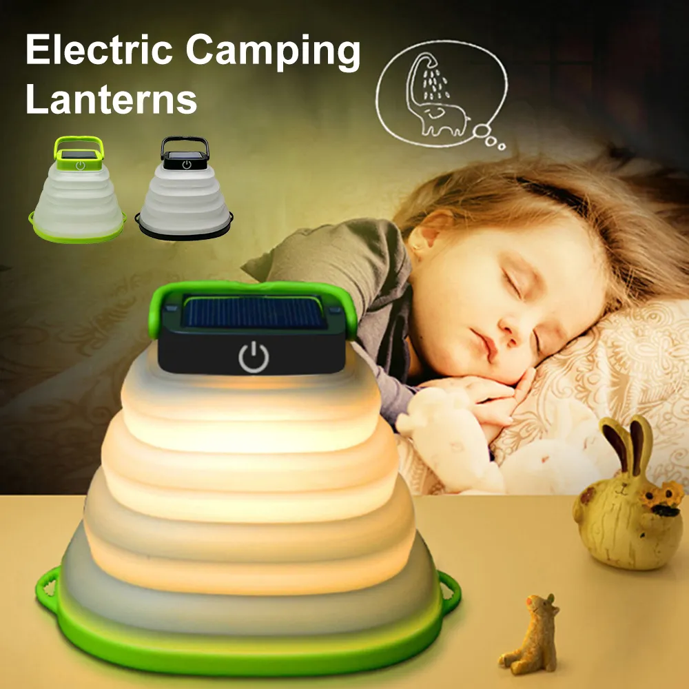 Collapsible Camping Light IP68 Waterproof Solar Foldable Lantern Solar Tent Lighting USB Rechargeable Outdoor Night Tools – image 2