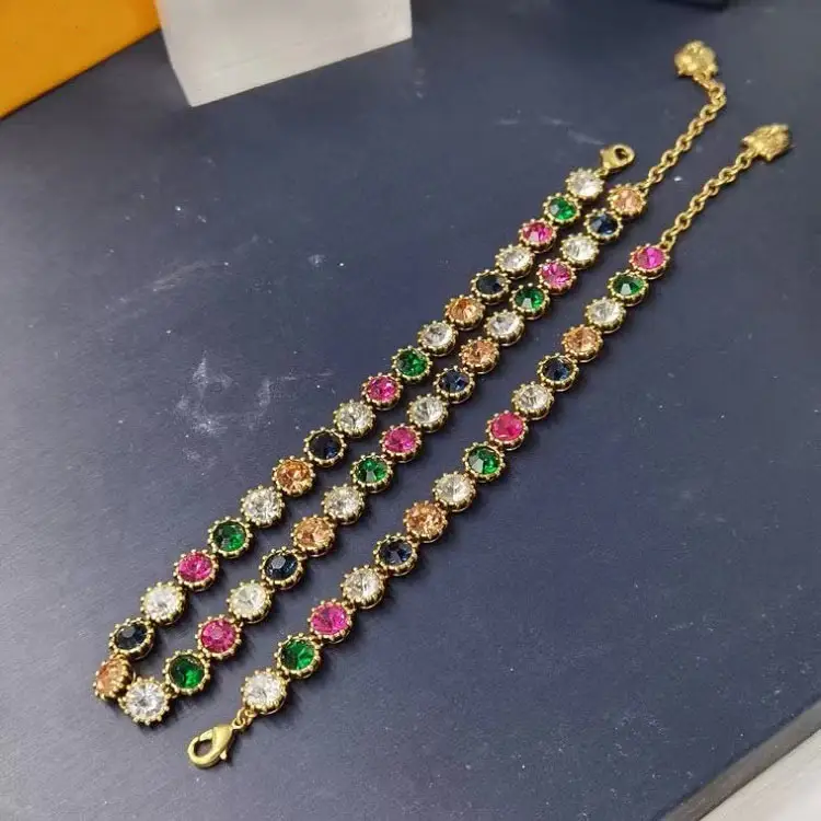Women's Fashion Colorful Brass Material Vintage Necklace