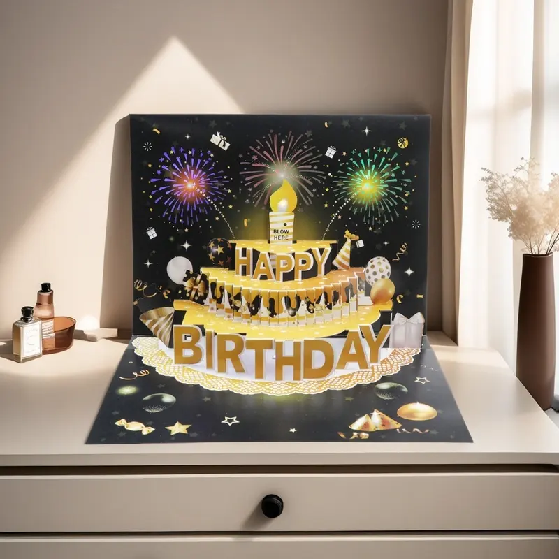 Light Music Up Card Gift Cake Happy
