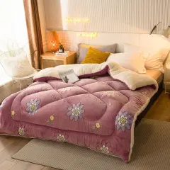 The Thick Short Fluffy Soft Warm Quilt In Autumn And Winter Brings Comfort And Good Sleep For The Family At Home - Lavender - View 1