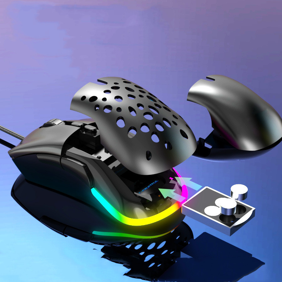 High Sensitivity RGB Wired Gaming Mouse with Swappable Cover
