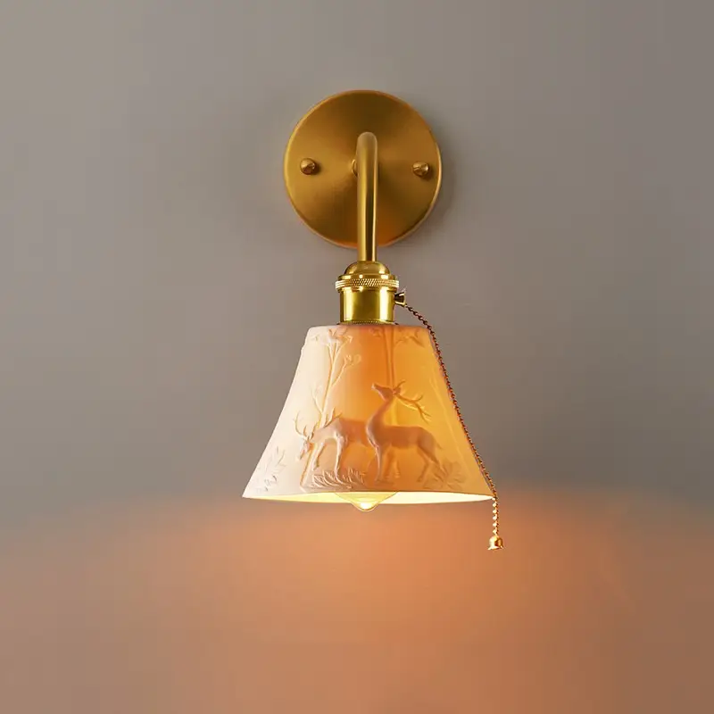 Japanese Retro Nordic Simple Bedside Brass Wall Lamp