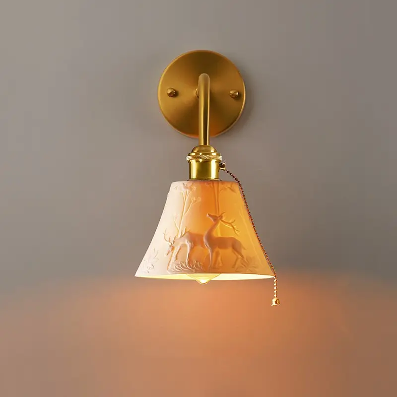 Japanese Retro Nordic Simple Bedside Brass Wall