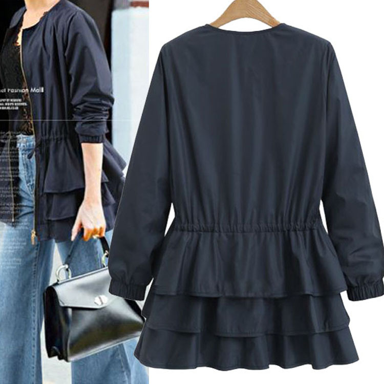 Retro Ruffled Long-sleeved Windbreaker Jacket