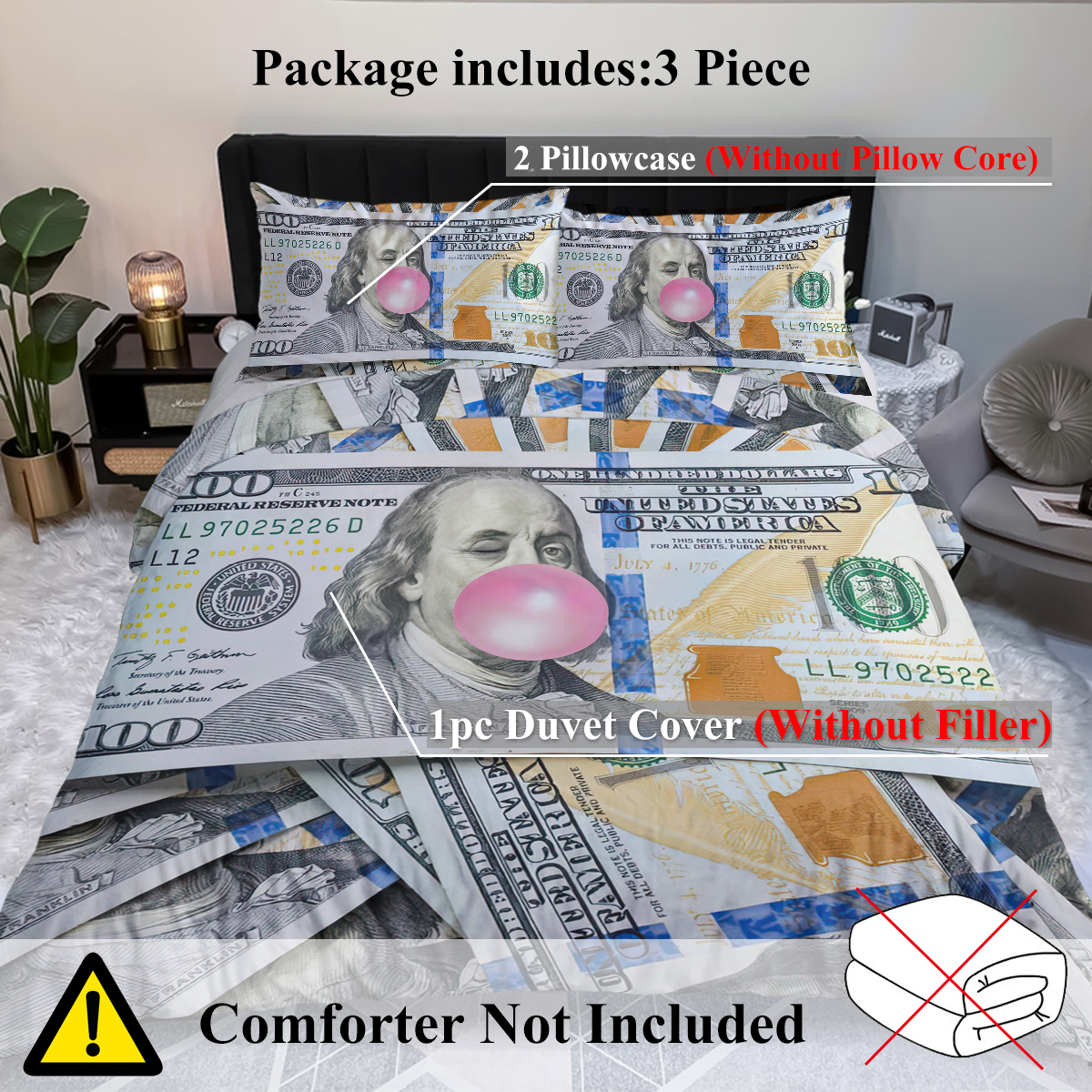 Money Duvet Cover Sets Money Bedding Sets For Boys Kids Teens Money Dollar Bill... 4