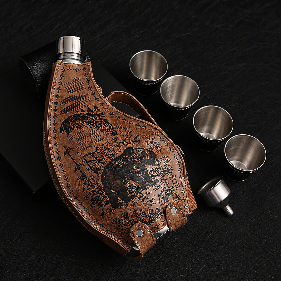 304 stainless steel hip flask 3 kg horn hip flask (brown)