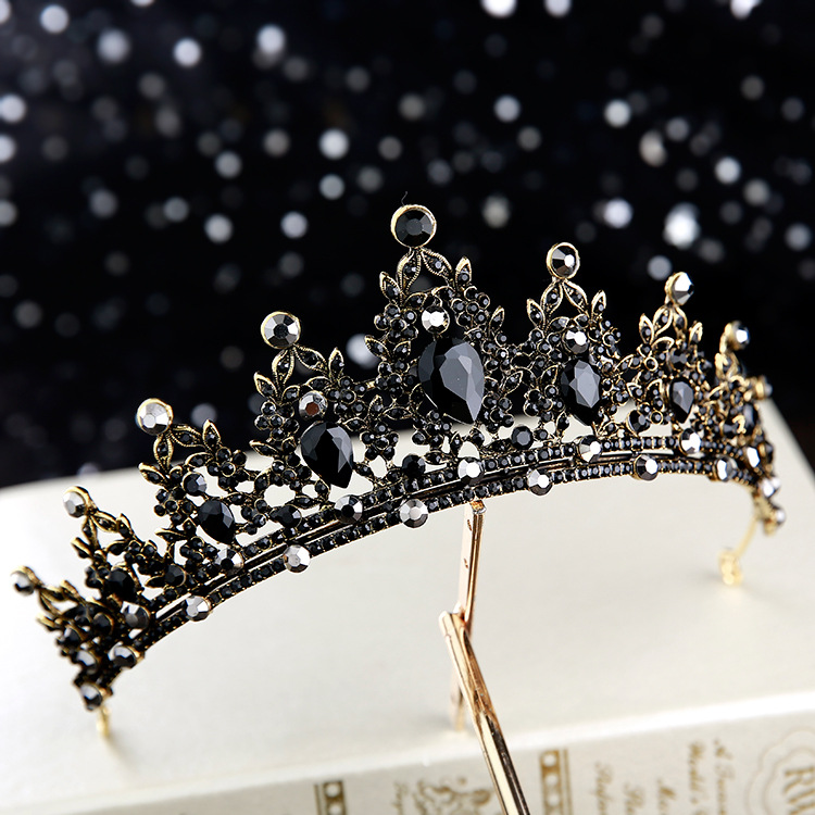 Vintage Black Luxury Crown Bridal Headwear Crown Black Diamond11 - Shop at LoveMi