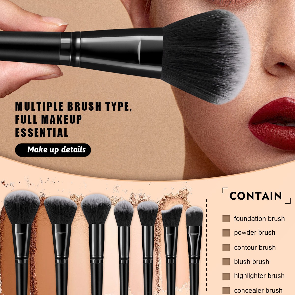 25PCS Make Up Brushes Set Synthetic Eyeliner Eyeshadow Foundation Blusher Tool