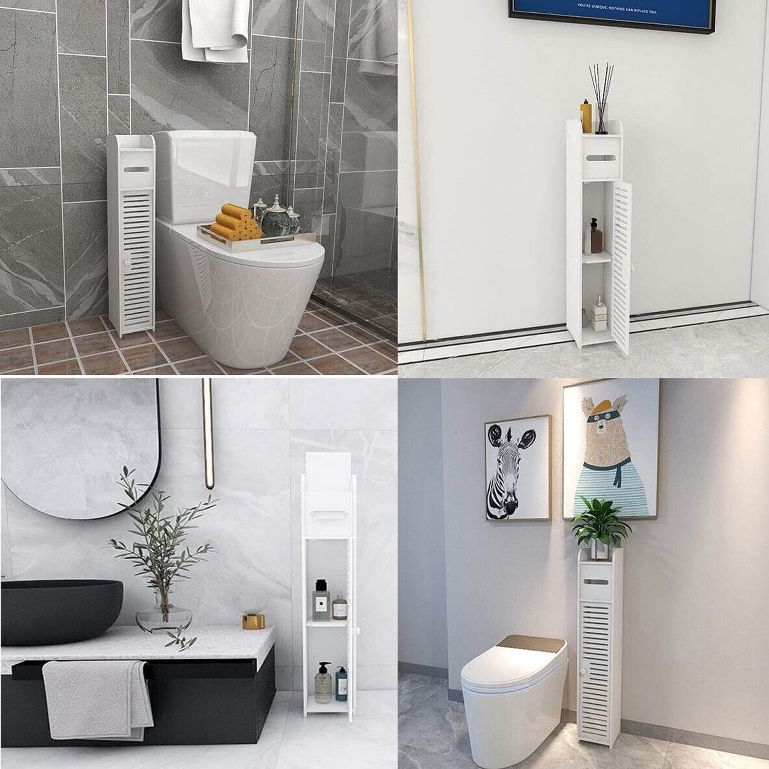 Bathroom Cabinets Tall Slim Storage Waterproof Toilet Cupboard — image 10