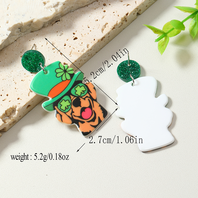1 Pair Of Sweet & Edgy Acrylic Earrings, Cute Pet-Shaped Cat And Dog Design Drop Earrings - Jewelry & Watches