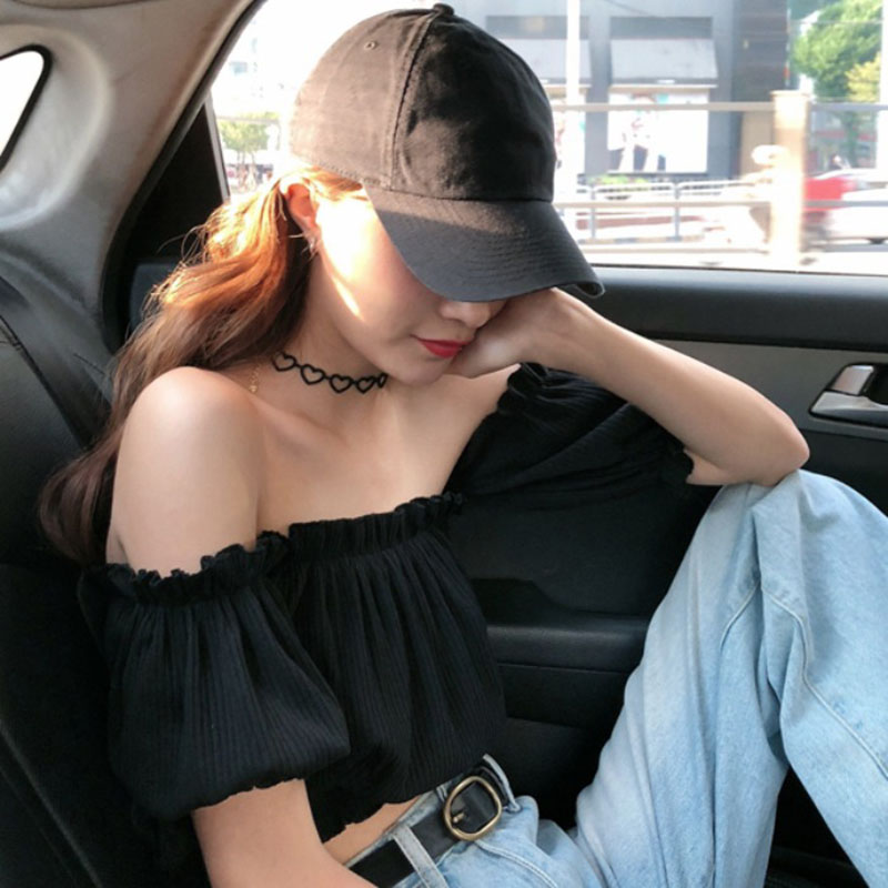 Scheming One-shoulder Short Crop Top Sexy