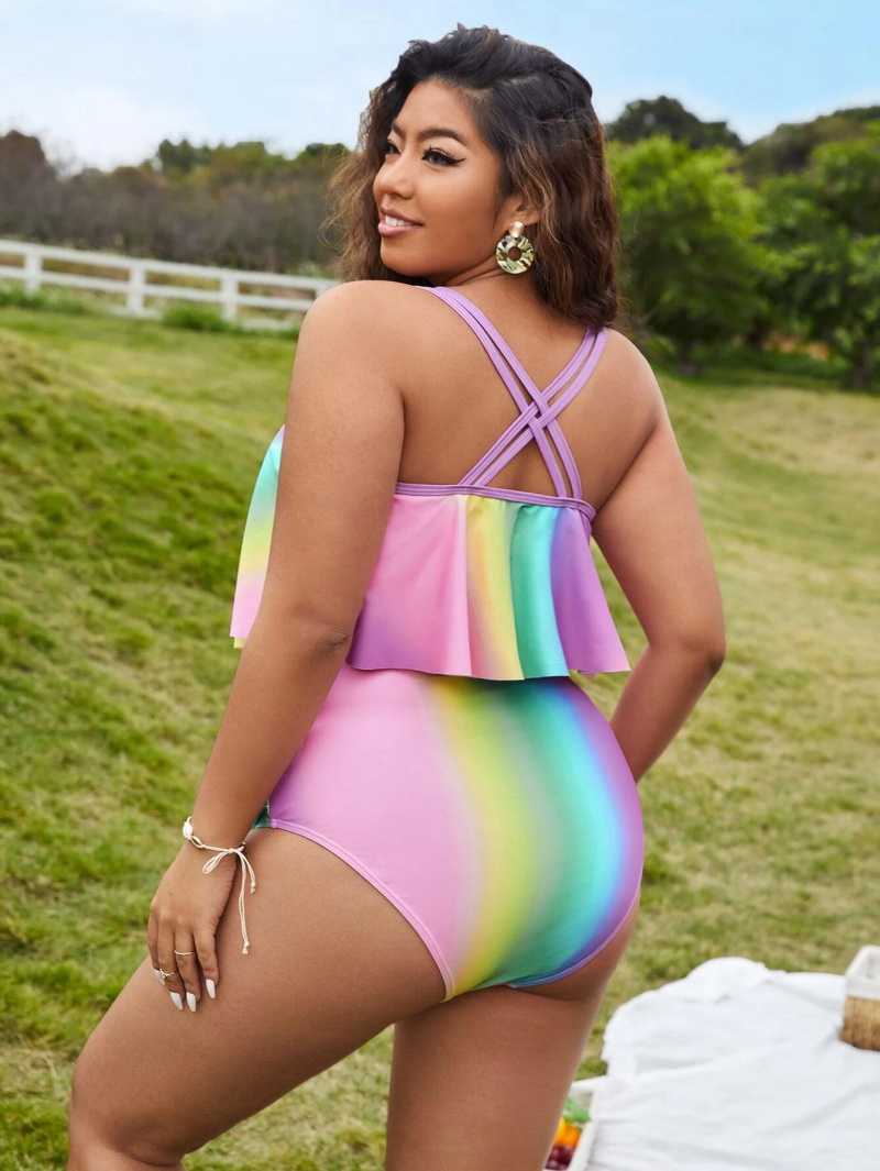 European And American Large Size High Waist Split Bikini Women’s Swimsuit