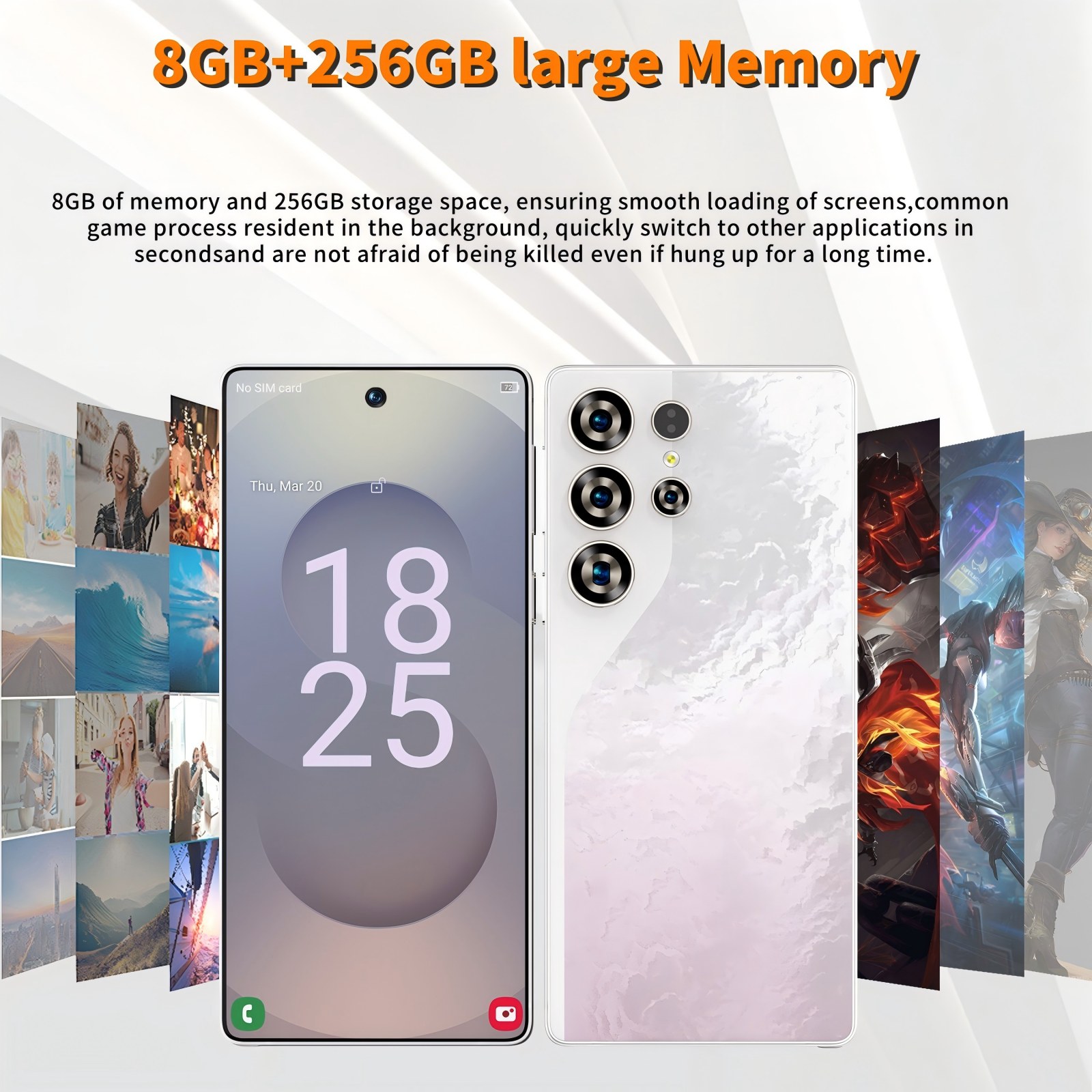 C26 Ultra 5G Unlocked Smartphone, 8GB RAM 256GB Storage Android 15 Cell Phone, 6.9inch FHD Display, 8000mAh Long Battery, Dual SIM, Face & Fingerprint Unlock, GPS, Built-in Stylus