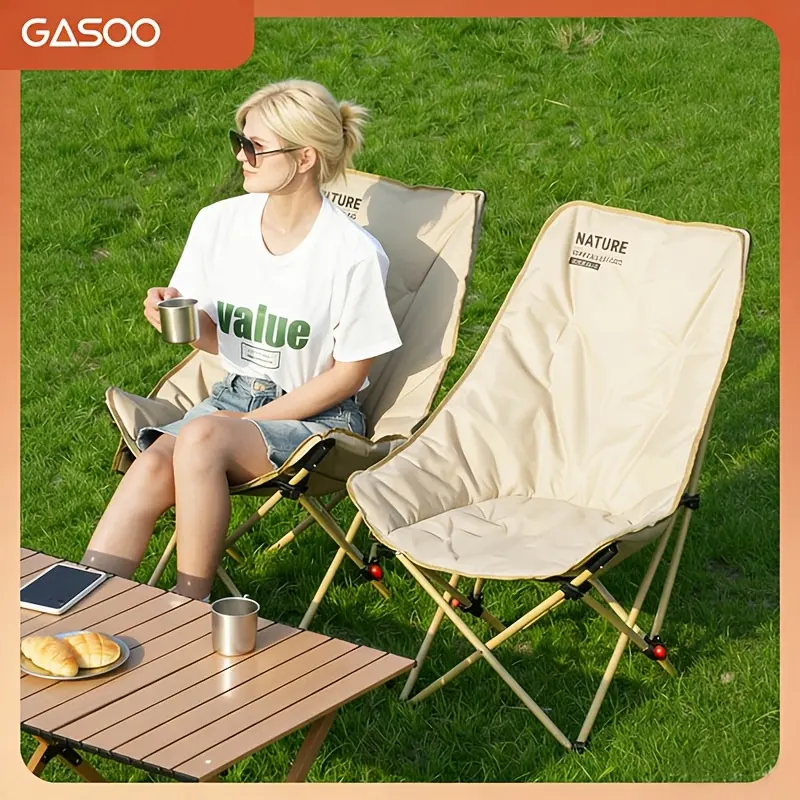 High-Back Moon Chair, Outdoor Folding Camping Adjustable