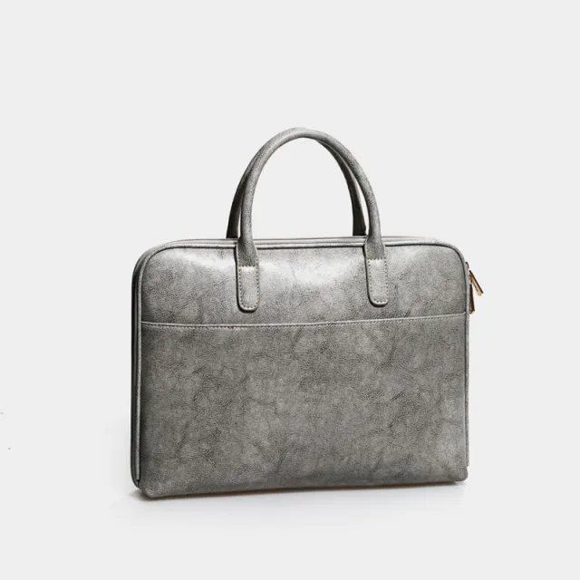 14 Leather Computer Bag Fashion Cowhide Briefcase Grey - Shop at LoveMi