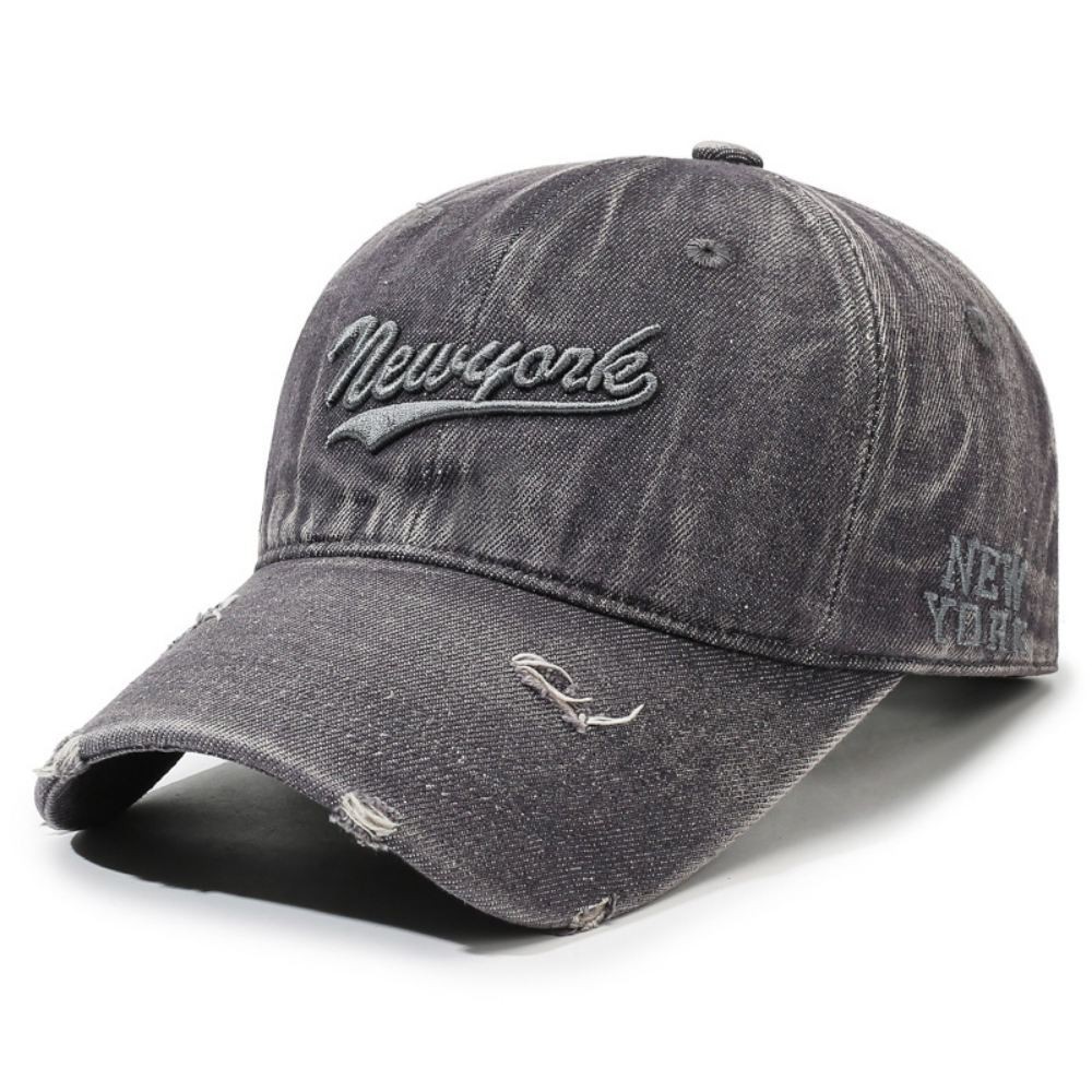Men's And Women's Matching Solid Color Weathered Letter Embroidery Simple And Fashionable Baseball Cap Suitable For Outdoor Travel And Daily Use