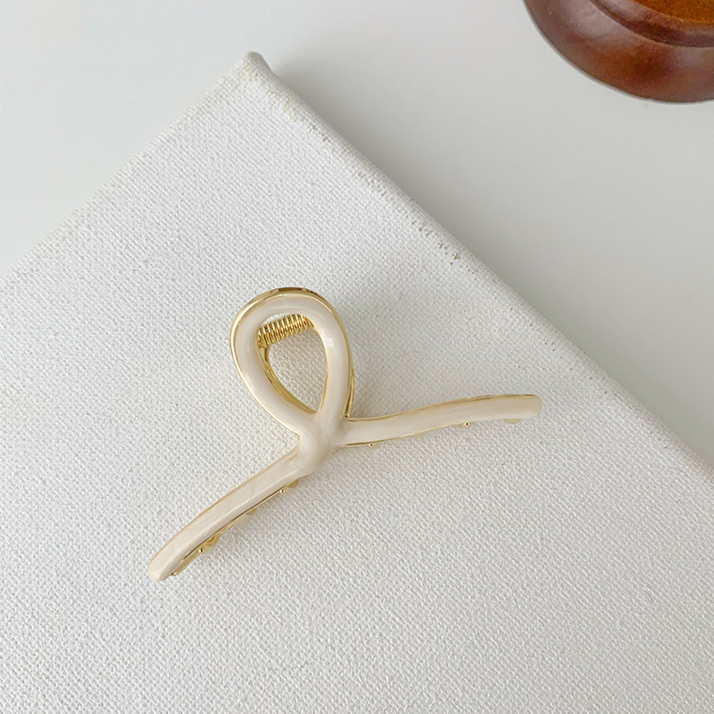 Korean Elegant Ponytail Metal Grip Clip Beige - Shop at LoveMi