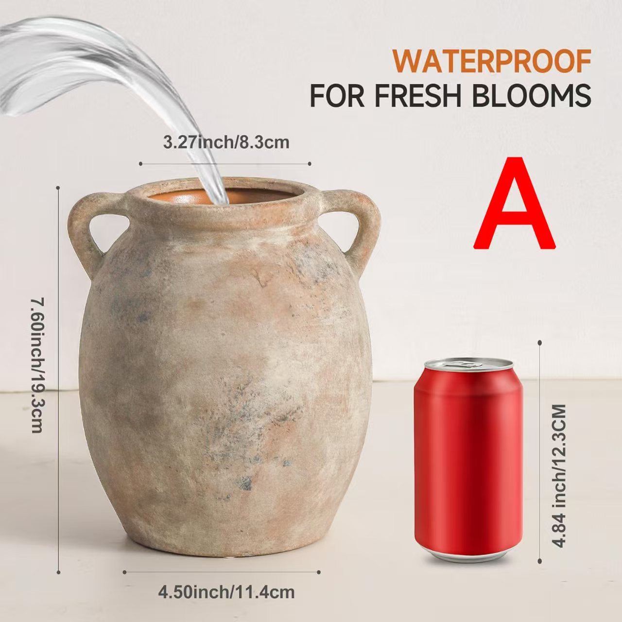 Vintage Ceramic Flower Pot Vase With Handle, Decorative Water Cultivation Jar, Home Decoration Ornament, 1pc Creative Design