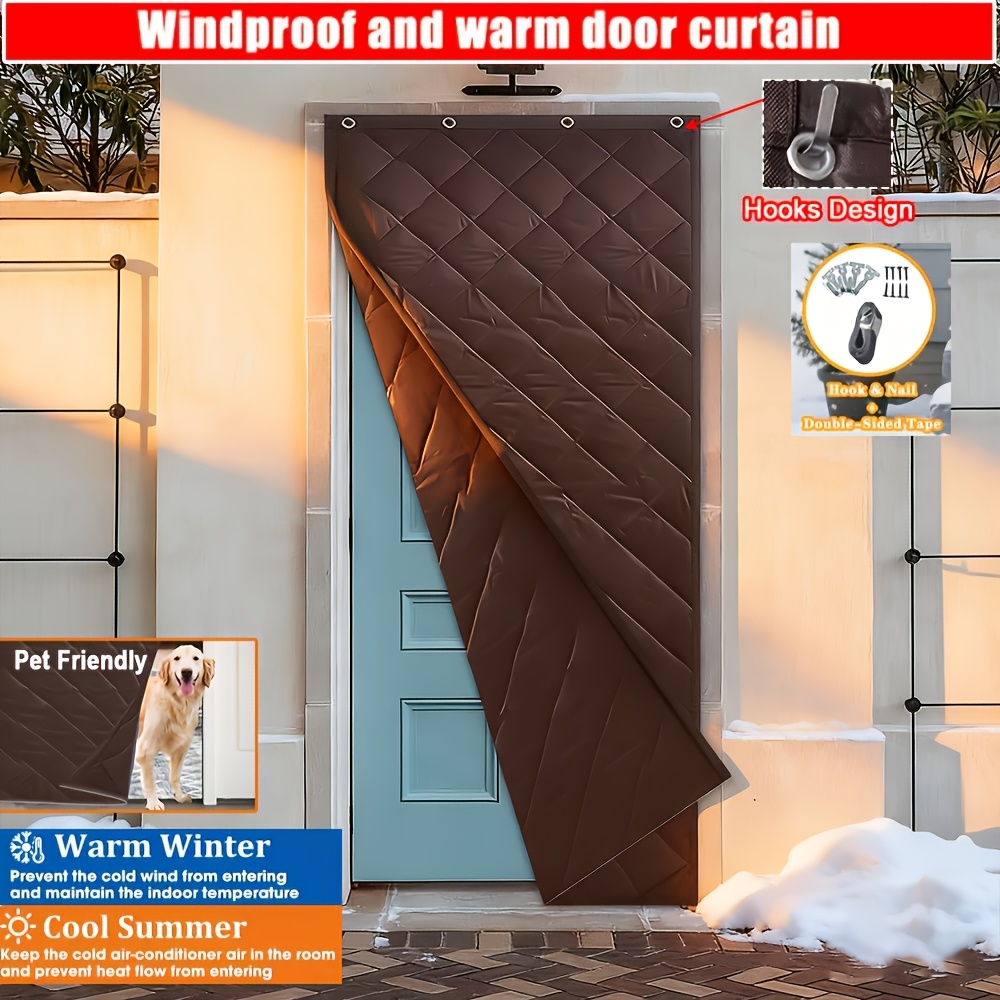 Magnetic Sealed Thick Oxford Insulated Door Curtain, Block Cold Wind Reduce Heating Cost, Soundproof Windproof Door Drape For Home Garage Retail Store