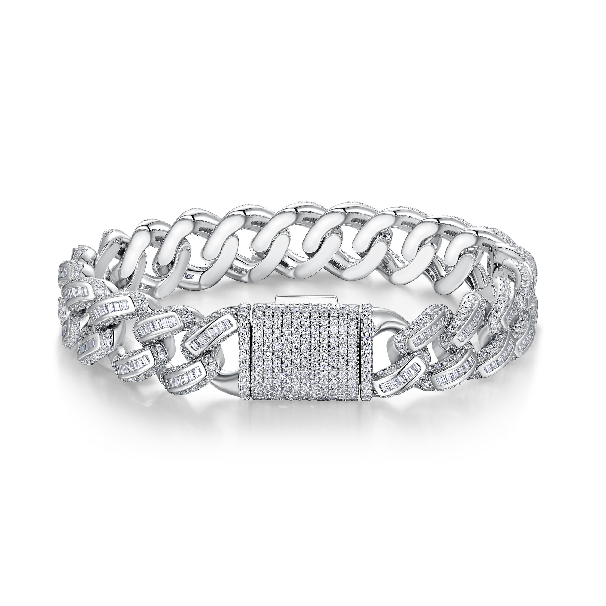 Set With Top-quality Moissanite, This Luxurious And Fashionable Light Luxury Jewelry Silver Bracelet Is Made Of S925 Silver Electroplated With Platinum