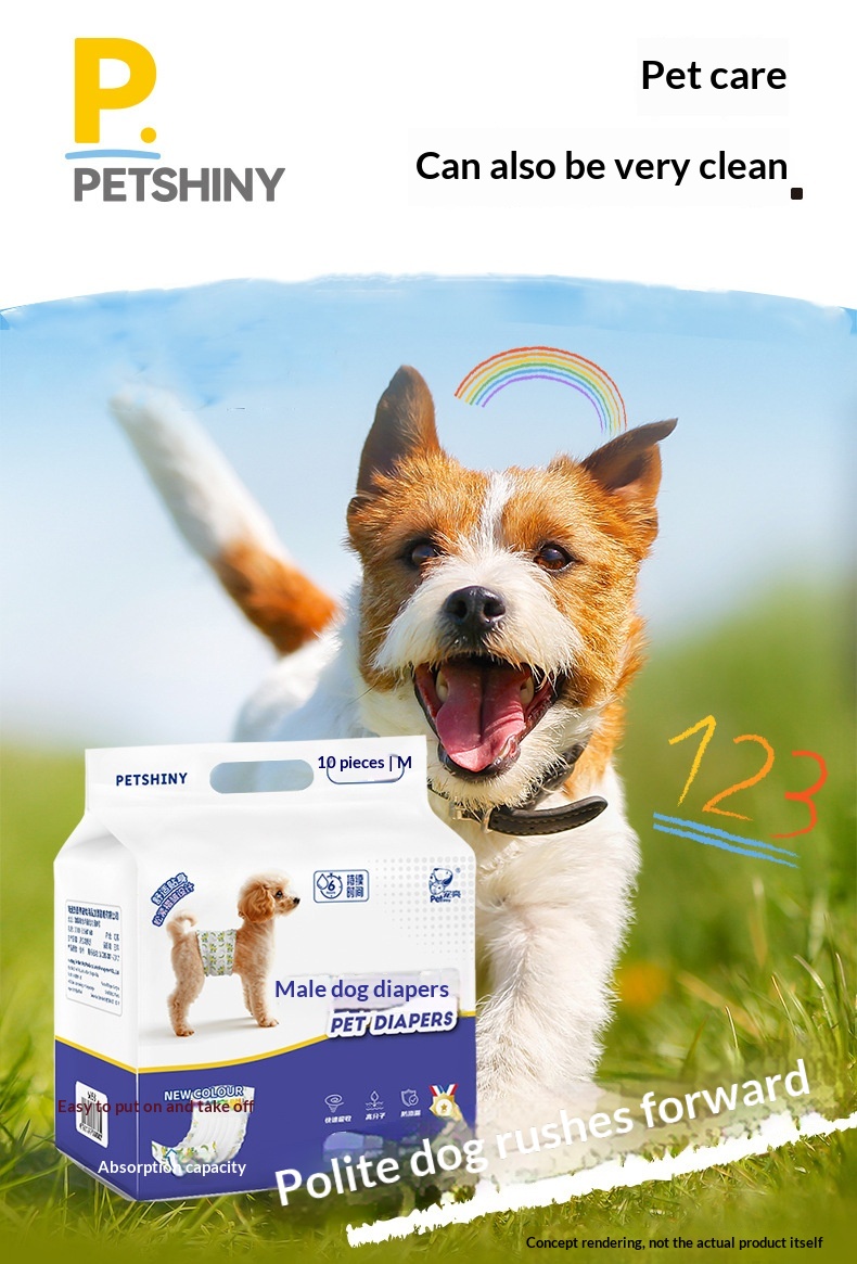 Pañales para perros machos y hembras con indicador de humedad.